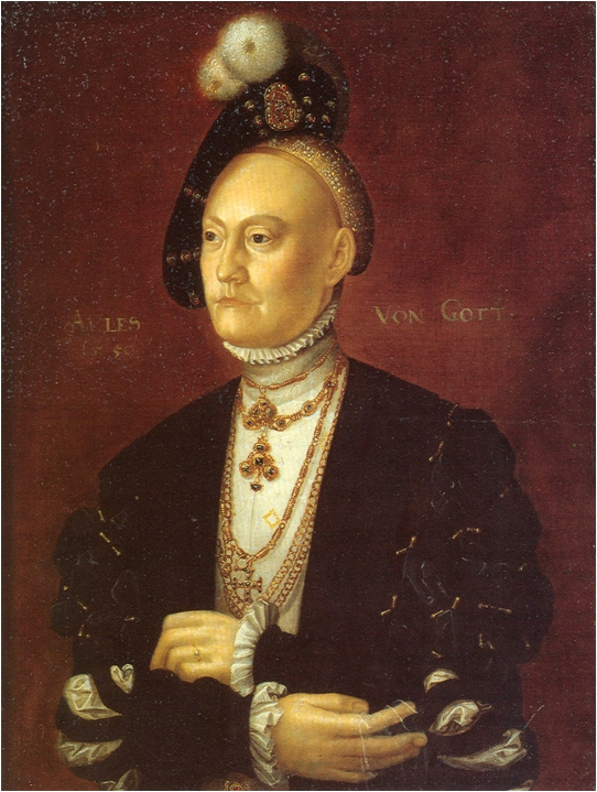 Dorothea af Sachsen-Lauenburg (1511-1571)dronning, gift med Christian 3. Jacob Binck. Wikipedia, Public Domain.